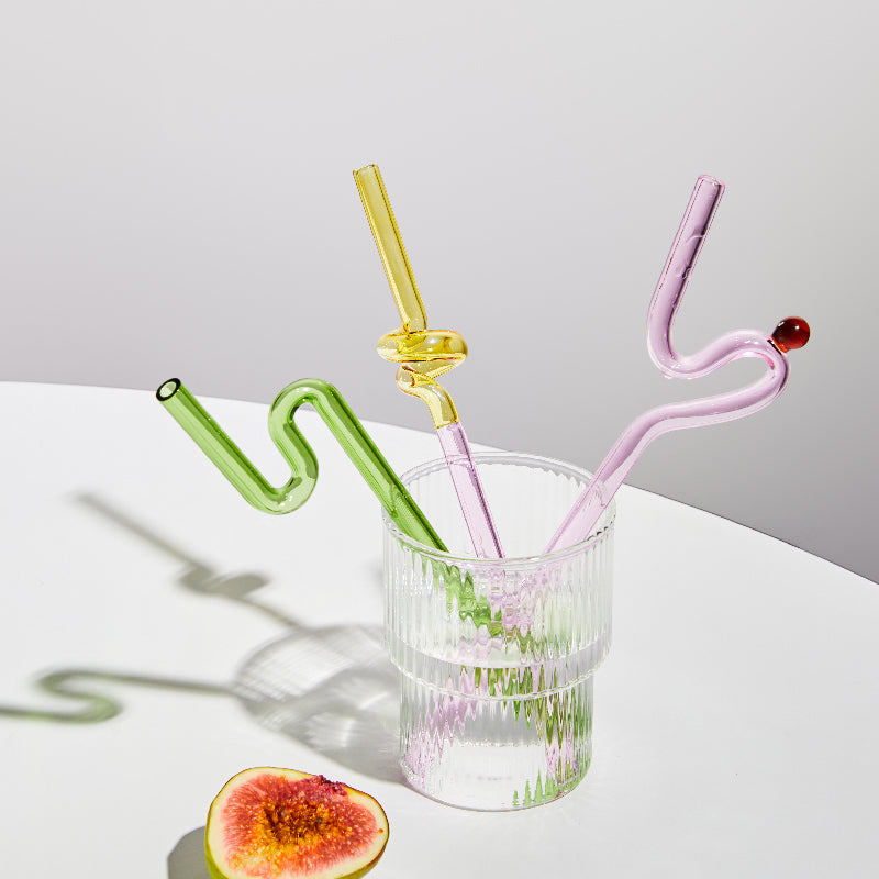 Spiral glass straws - three colours - trus.